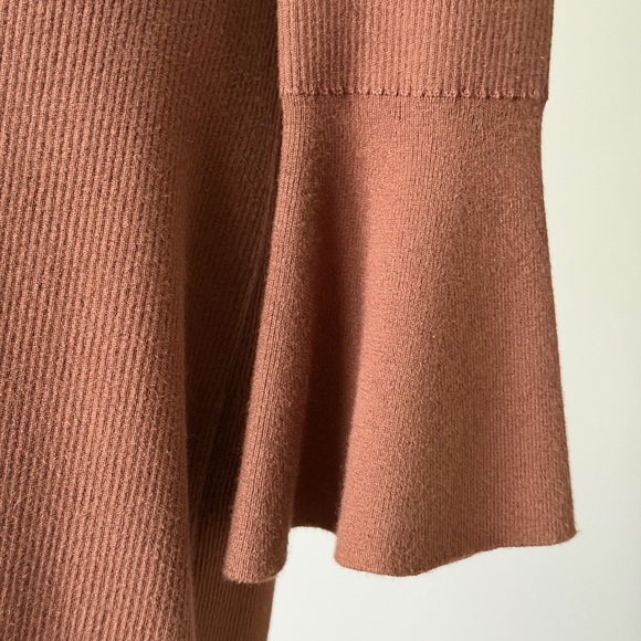 PAIGE Sundara Slim Chocolate Brown Long Sleeve Organic Cotton Midi Dress-S - Picture 7 of 16